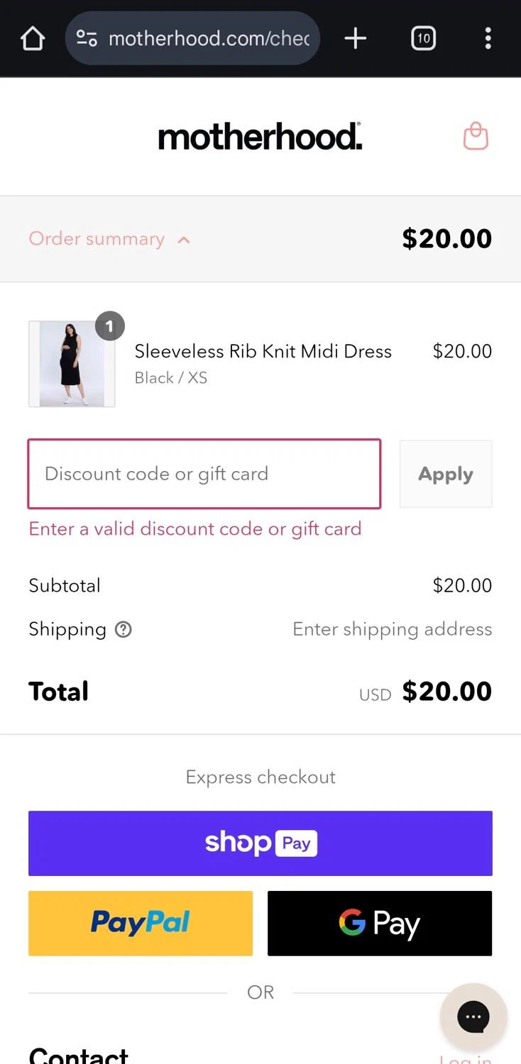 Motherhood promo code screenshot showing code HEYMAMA152JNG2XSB applied at Motherhood checkout page. Uploaded by SimplyCodes community member gerardlaya on May 8, 2025