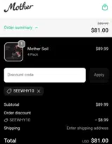 SEEWHY10 coupon verification screenshot