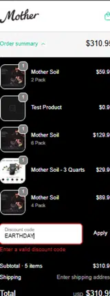 EARTHDAY coupon verification screenshot