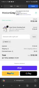 MG10 coupon verification screenshot