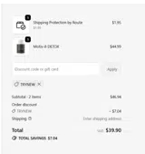Trynew coupon verification screenshot