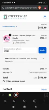 ANNA coupon verification screenshot