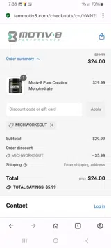 michworksout coupon verification screenshot