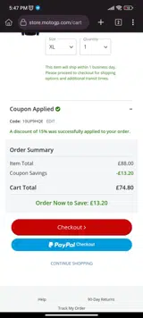 10UP9HQE coupon verification screenshot
