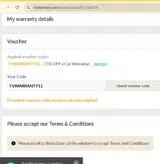 TVWARRANTY11 coupon verification screenshot