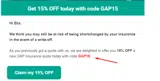 GAP15 coupon verification screenshot