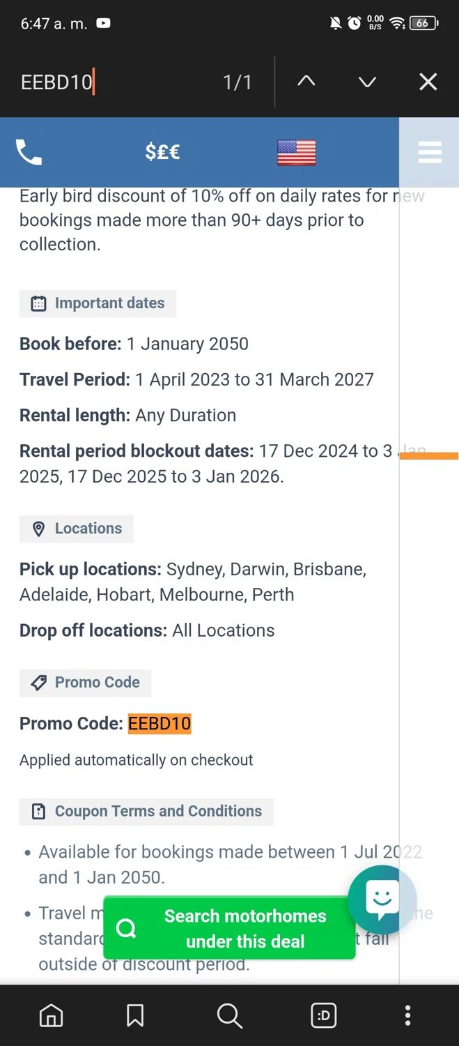 Motorhome Republic checkout page showing Motorhome Republic promo code box | Screenshot taken by SimplyCodes community member on Jan 20, 2025