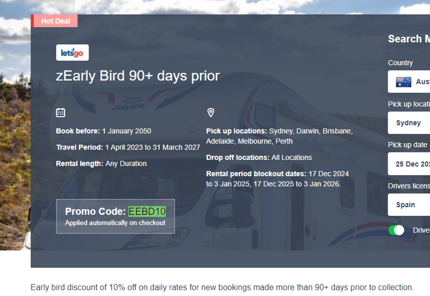 Motorhome Republic checkout page showing Motorhome Republic promo code box | Screenshot taken by SimplyCodes community member on Dec 22, 2024