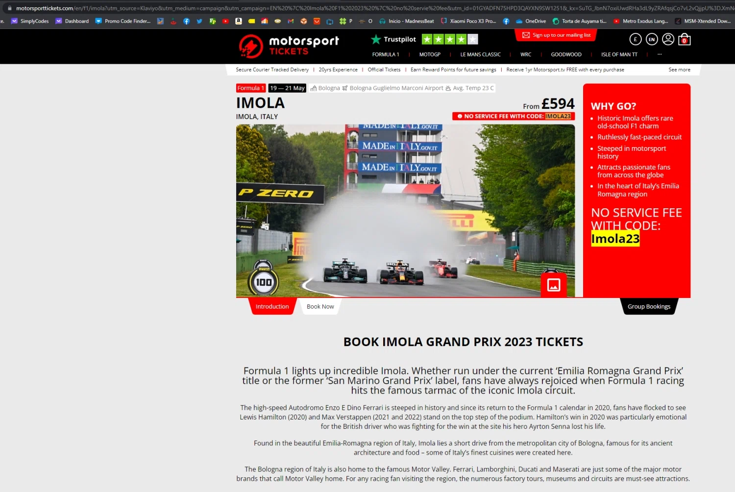 Motorsport Tickets checkout page showing Motorsport Tickets promo code box | Screenshot taken by SimplyCodes community member on Apr 21, 2023