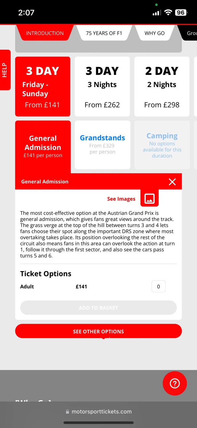 Motorsport Tickets checkout page showing Motorsport Tickets promo code box | Screenshot taken by SimplyCodes community member on Dec 27, 2024