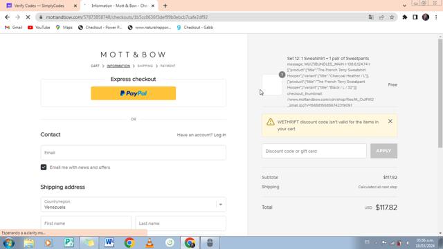 Mott & Bow checkout page showing Mott & Bow promo code box | Screenshot taken by SimplyCodes community member on Mar 18, 2024