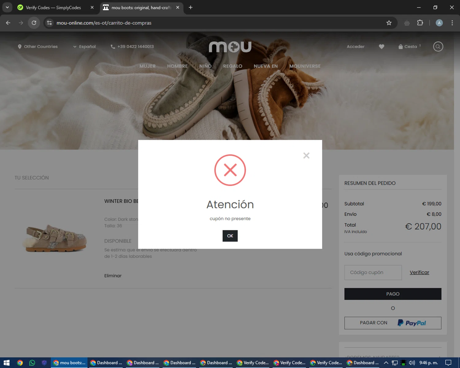 Mou coupon code screenshot showing code moufw19 applied at Mou checkout page. Uploaded by SimplyCodes community member trippieredd on Jan 6, 2025