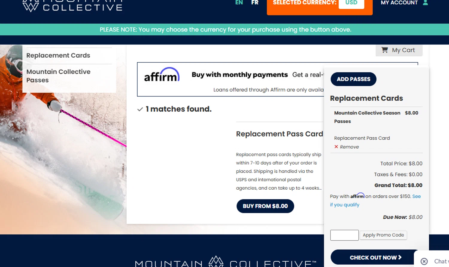 Mountain Collective promo code screenshot showing code FIFTYOFF applied at Mountain Collective checkout page. Uploaded by SimplyCodes community member Olorinnnnn on Dec 25, 2025