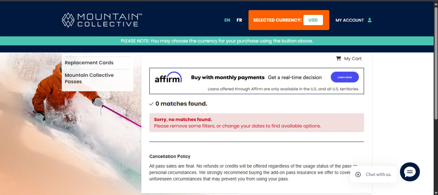 Mountain Collective promo code screenshot showing code FIFTYOFF applied at Mountain Collective checkout page. Uploaded by SimplyCodes community member noworries on Dec 25, 2025