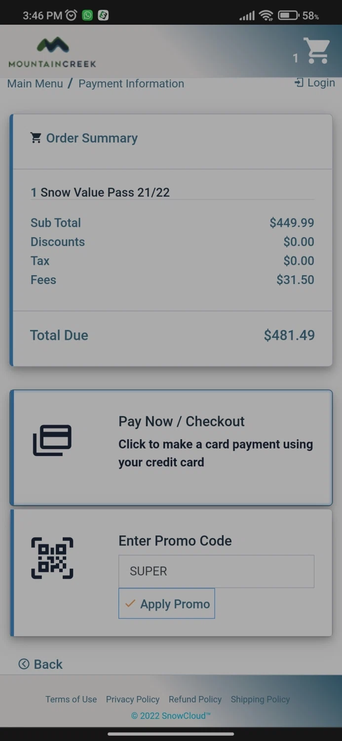 how to use Mountain Creek coupons