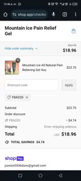 FBAD20 coupon verification screenshot