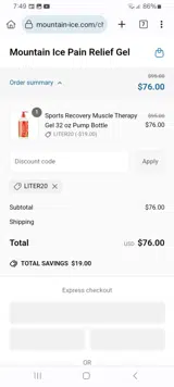 LITER20 coupon verification screenshot
