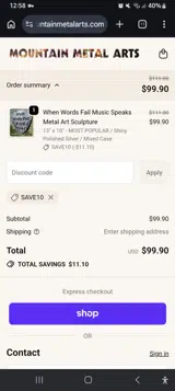 SAVE10 coupon verification screenshot
