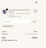 WELCOME15 coupon verification screenshot