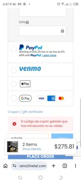 Mountains 2 Metal coupon verification screenshot