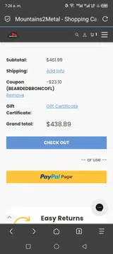 Mountains 2 Metal coupon verification screenshot