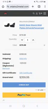 Mountains 2 Metal coupon verification screenshot