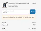 coffe23 coupon verification screenshot