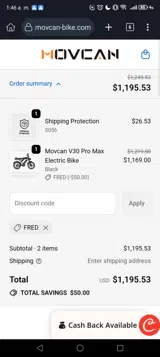 FRED coupon verification screenshot