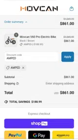AMPED coupon verification screenshot