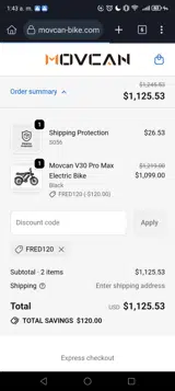 FRED120 coupon verification screenshot
