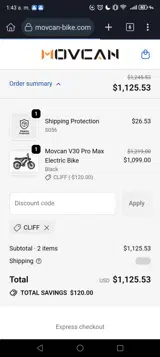 Cliff coupon verification screenshot