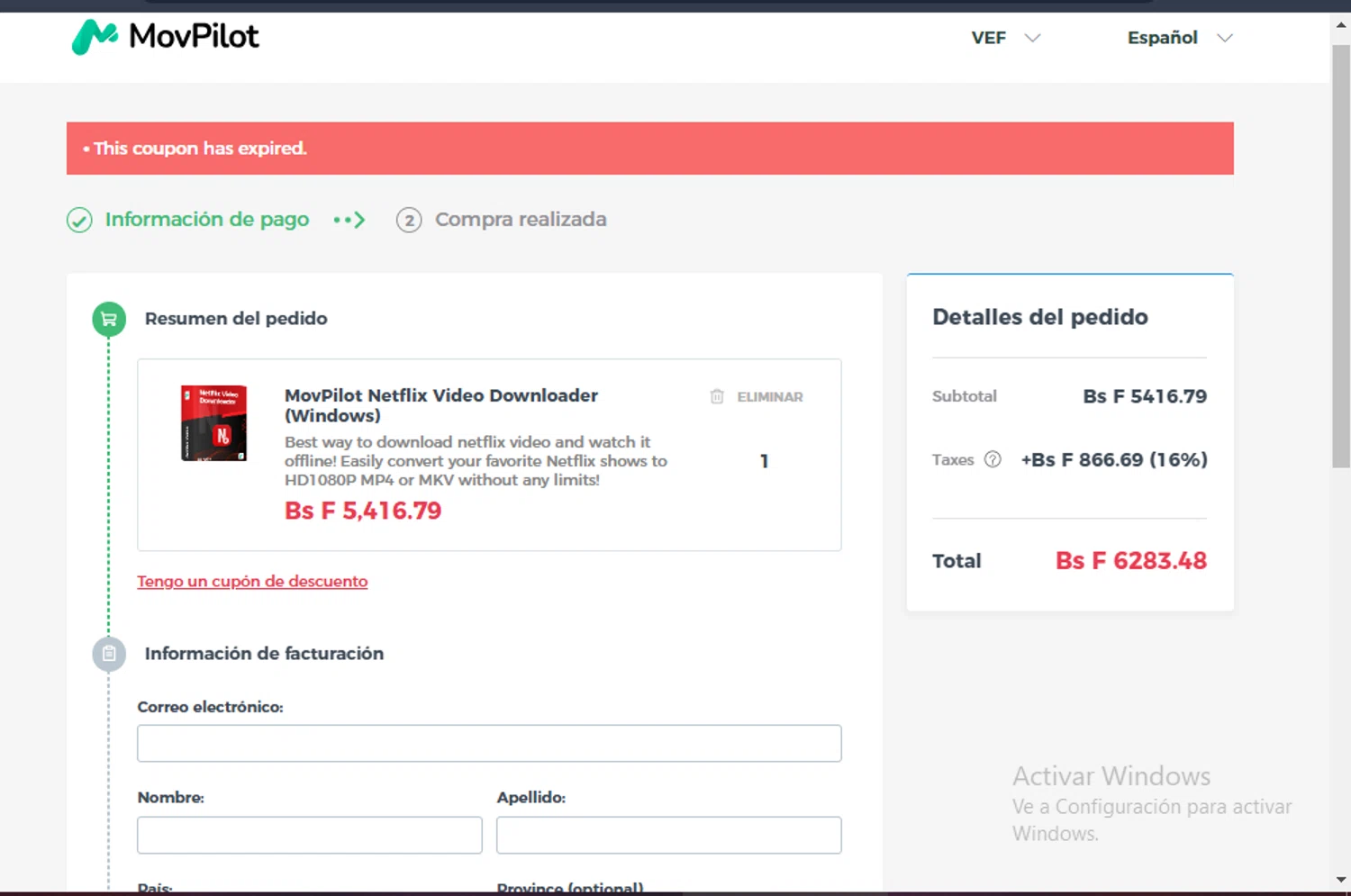 MovPilot coupon code screenshot showing code BF35F applied at MovPilot checkout page. Uploaded by SimplyCodes community member toti2222 on Jan 26, 2025
