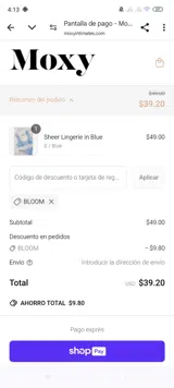 Moxy coupon verification screenshot