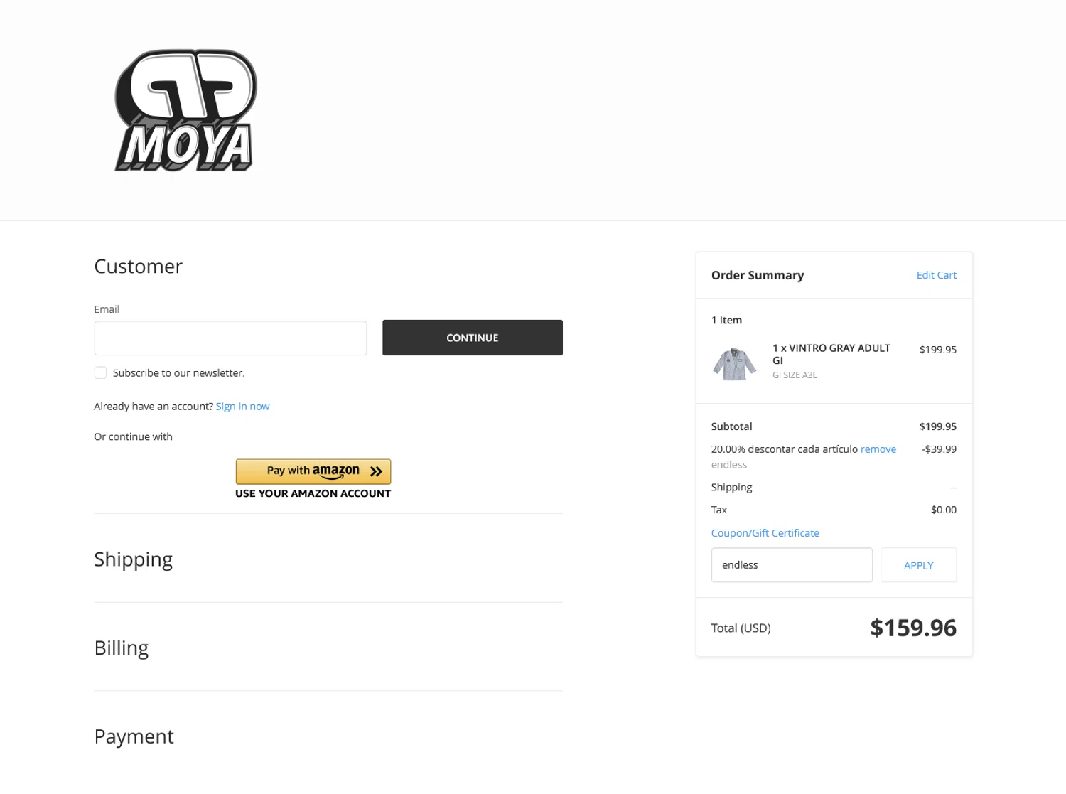 Moya Brand discount code screenshot showing code endless applied at Moya Brand checkout page. Uploaded by SimplyCodes community member WladimirV on May 20, 2025