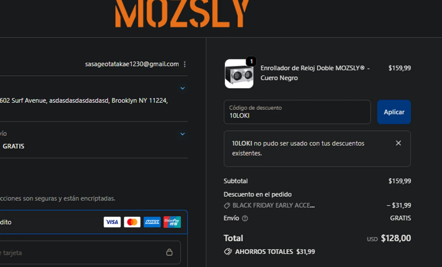 Mozsly discount code screenshot showing code 10LOKI applied at Mozsly checkout page. Uploaded by SimplyCodes community member PedroNavaja on Nov 28, 2025
