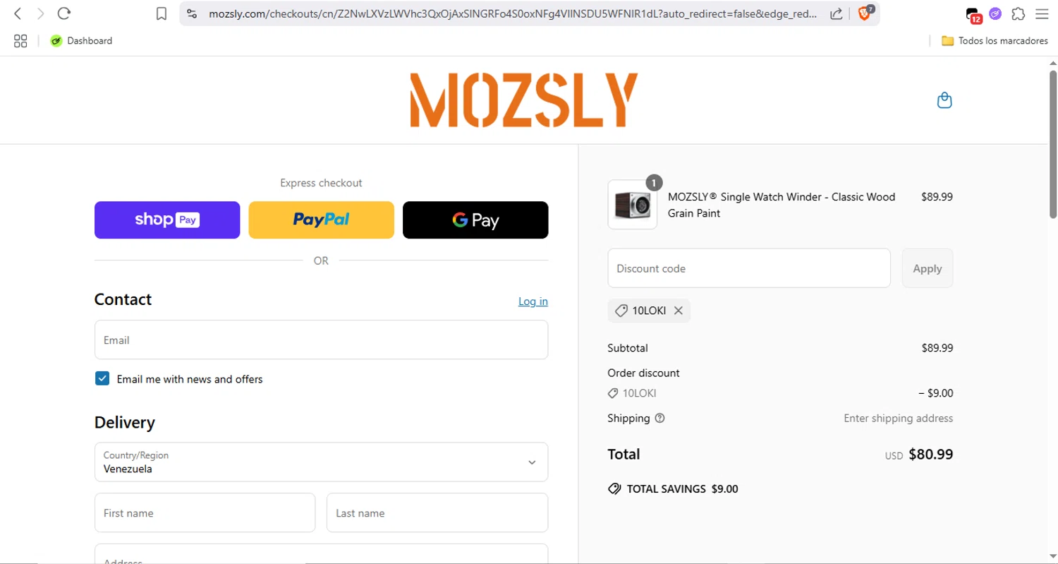 Mozsly discount code screenshot showing code 10LOKI applied at Mozsly checkout page. Uploaded by SimplyCodes community member FrugalFox6593 on May 8, 2025