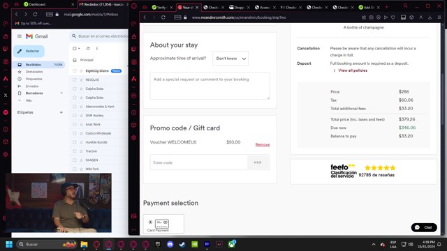 Mr and Mrs Smith checkout page showing Mr and Mrs Smith promo code box | Screenshot taken by SimplyCodes community member on Oct 31, 2024