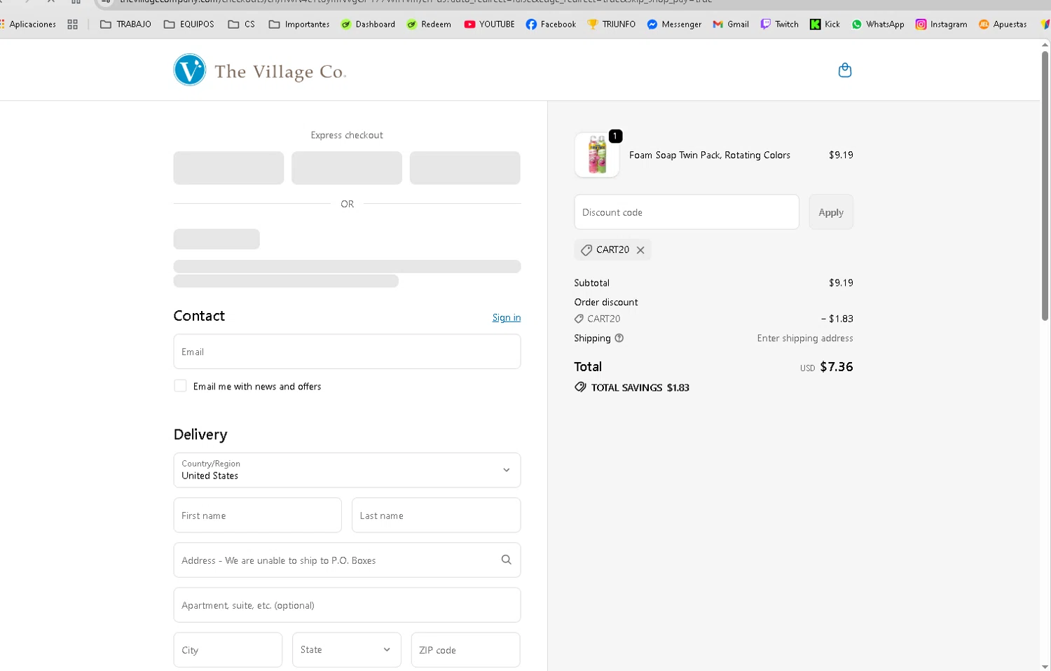 Mr. Bubble promo code screenshot showing code CART20 applied at Mr. Bubble checkout page. Uploaded by SimplyCodes community member kelvinsuarez88 on Oct 27, 2025