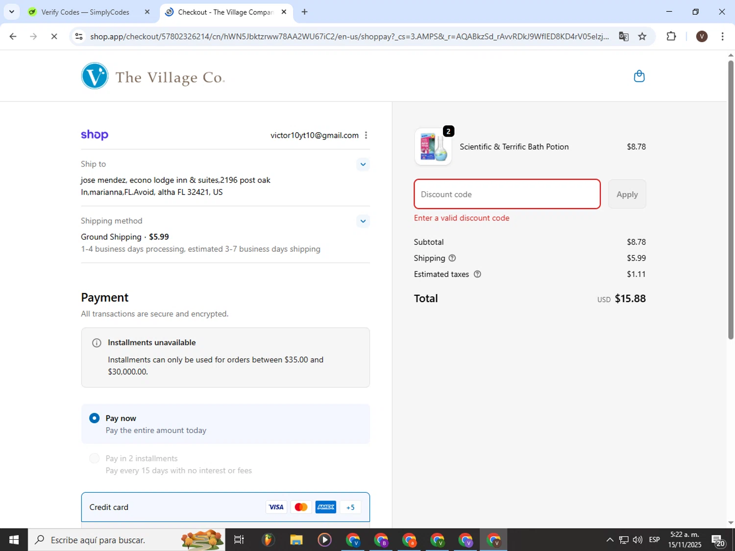 Mr. Bubble promo code screenshot showing code SPLASH30 applied at Mr. Bubble checkout page. Uploaded by SimplyCodes community member CashLion3448 on Nov 15, 2025