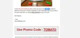 TOMATO coupon verification screenshot