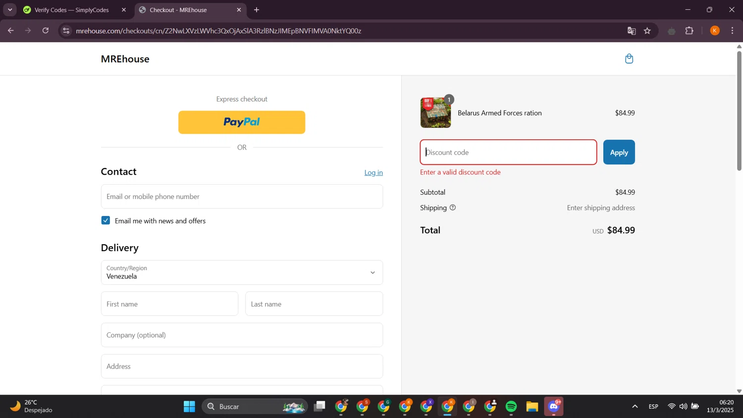 MREhouse promo code screenshot showing code PATRIOT20 applied at MREhouse checkout page. Uploaded by SimplyCodes community member davidsalazar on Mar 13, 2025