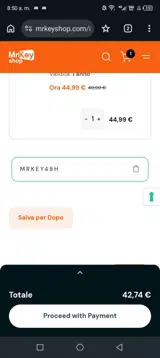 Mr Key Shop IT coupon verification screenshot