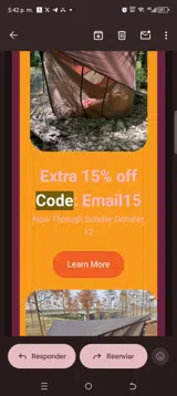 Email15 coupon verification screenshot