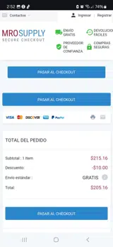 MROSupply coupon verification screenshot