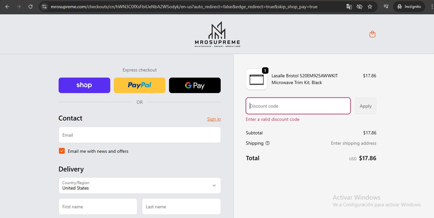MROSupreme.com promo code screenshot showing code CODE applied at MROSupreme.com checkout page. Uploaded by SimplyCodes community member UchihaMadara on Sep 20, 2025