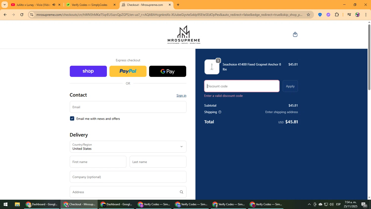 MROSupreme.com promo code screenshot showing code MRO10 applied at MROSupreme.com checkout page. Uploaded by SimplyCodes community member Vanmanuel on Nov 25, 2025