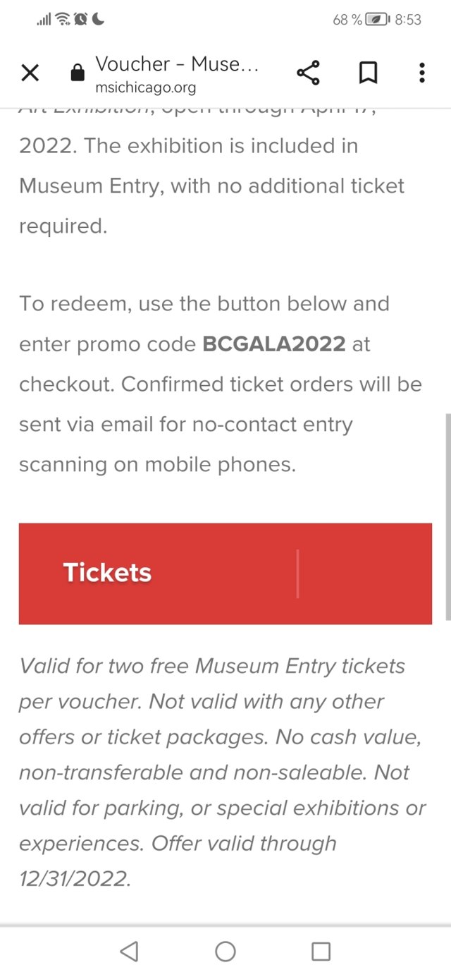 Museum of Science and Industry checkout page showing Museum of Science and Industry promo code box | Screenshot taken by SimplyCodes community member on Nov 18, 2022