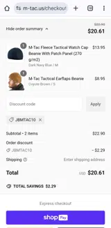 JBMTac10 coupon verification screenshot