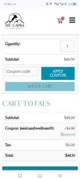 Jessicaashwellness10 coupon verification screenshot