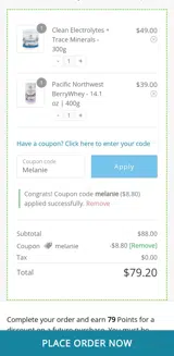 Melanie coupon verification screenshot